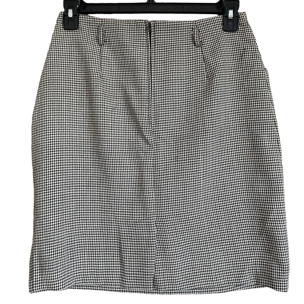 Inclinations Skirt Womens 10 Green Brown Beige Houndstooth Darted Belt Loops Zip